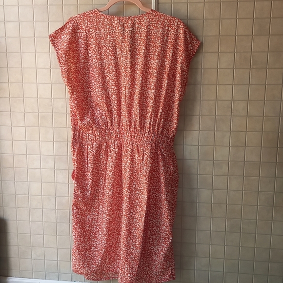 Ichi Orange sundress with white floral pattern and pockets! - Picture 3 of 7